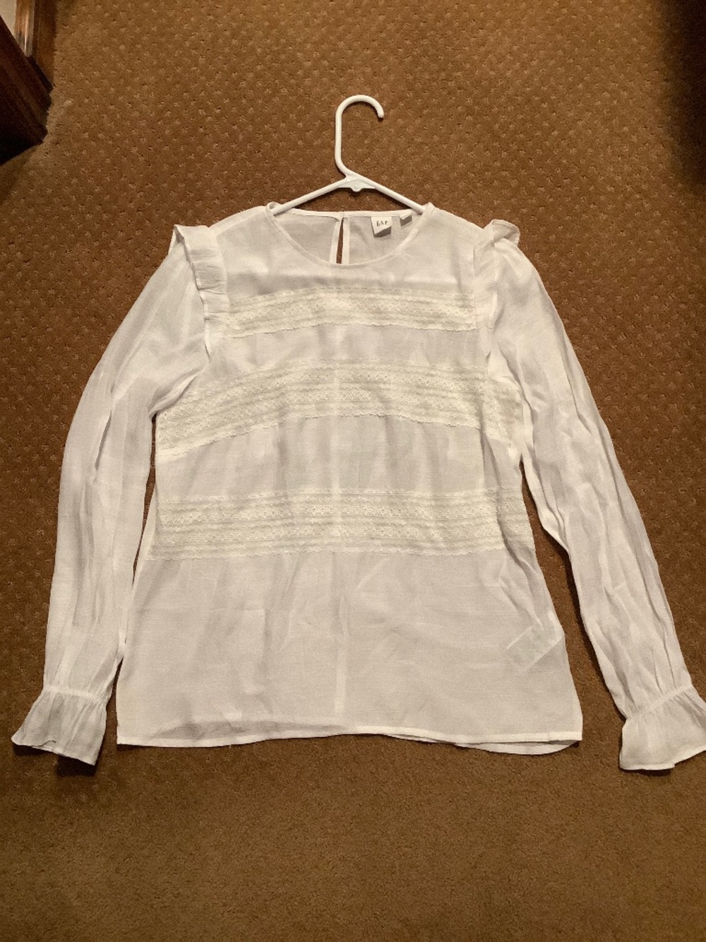 Gap Women's Cotton White long sleeve Feminine Blouse